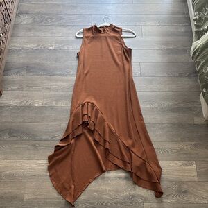 Elegant Brown Sleeveless Dress
